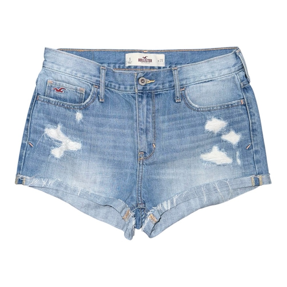 VTG Y2K Hollister High Waisted Jean Shorts Sz 9 / 29 Light Wash Distressed Denim